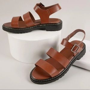 Strappy Camel Brown Sandals